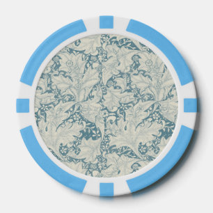 William Morris Wallflower Blue Damask Pokerchips