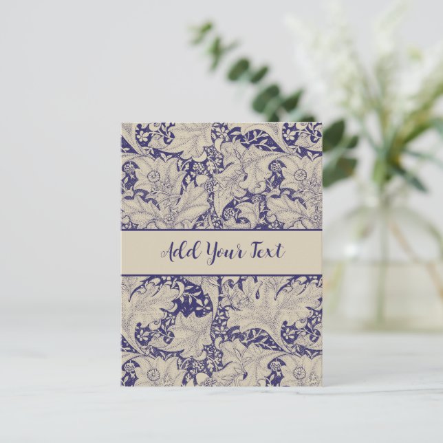 William Morris Wallflower Blue Damask Postkarte (Stehend Vorderseite)