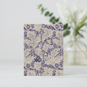 William Morris Wallflower Blue Damask Postkarte