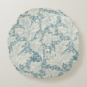 William Morris Wallflower Blue Damask Rundes Kissen