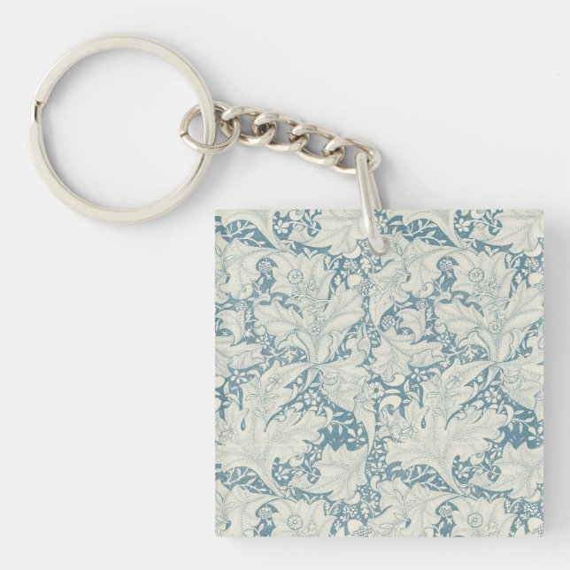 William Morris Wallflower Blue Damask Schlüsselanhänger (Vorderseite)