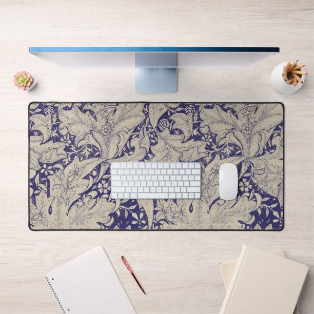 William Morris Wallflower Blue Damask Schreibtischunterlage (Büro 1)