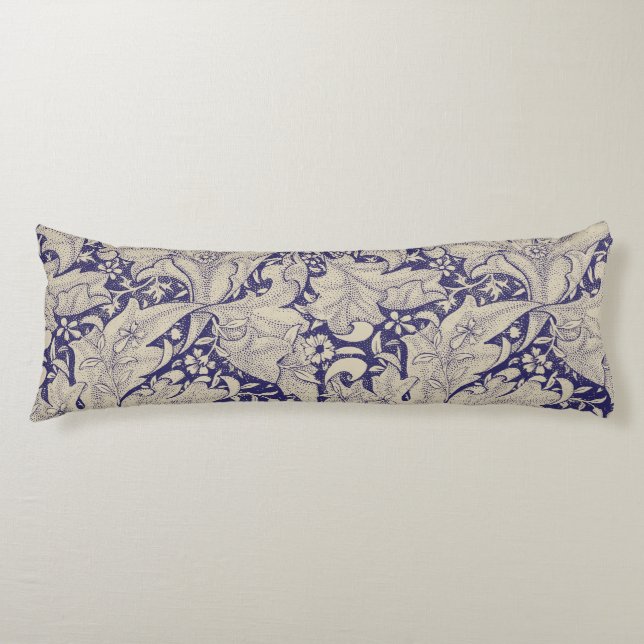 William Morris Wallflower Blue Damask Seitenschläferkissen (Vorderseite)