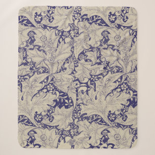 William Morris Wallflower Blue Damask Sherpadecke