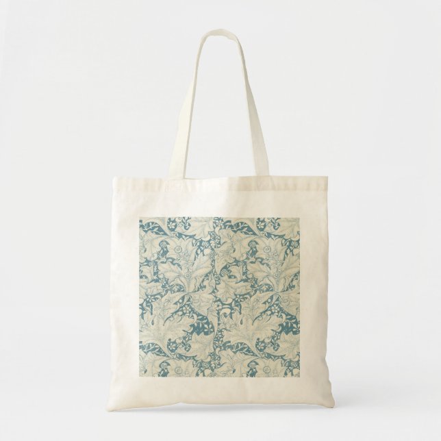 William Morris Wallflower Blue Damask Tragetasche (Vorne)