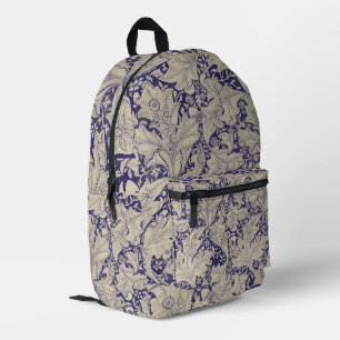 William Morris Wallflower Muster Antique Blau Bedruckter Rucksack