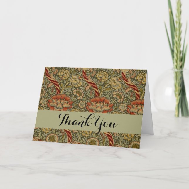 William Morris Wandle English Floral Damask Design Dankeskarte (Vorderseite)