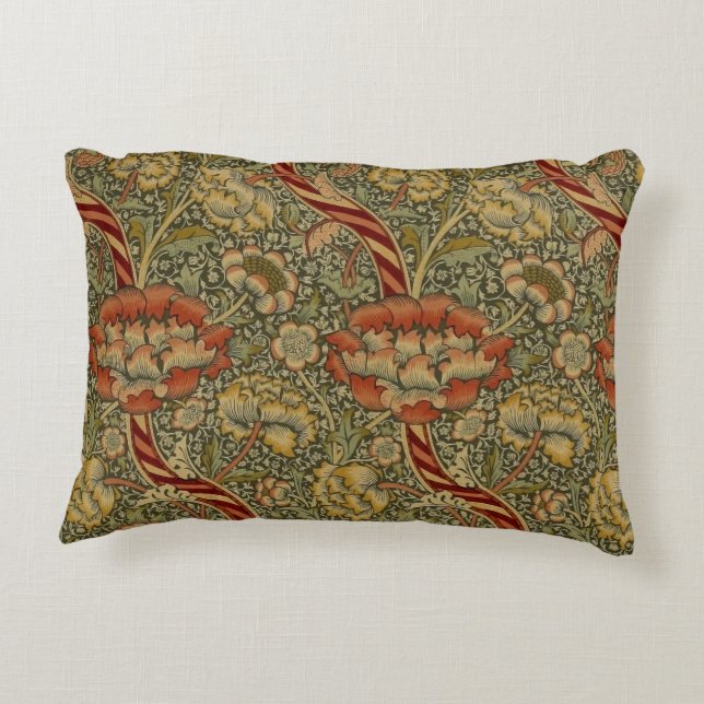 William Morris Wandle English Floral Damask Design Dekokissen (Rückseite)