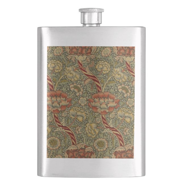 William Morris Wandle English Floral Damask Design Flachmann (Vorderseite)