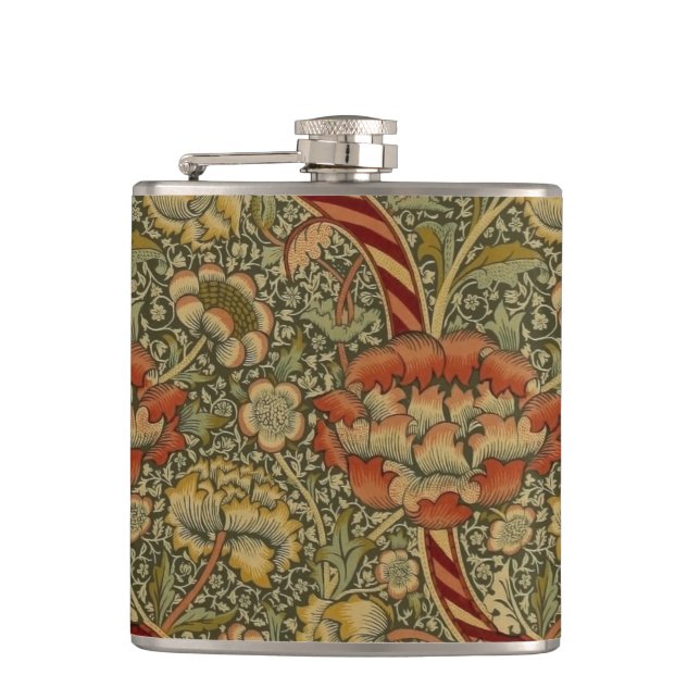 William Morris Wandle English Floral Damask Design Flachmann (Vorderseite)