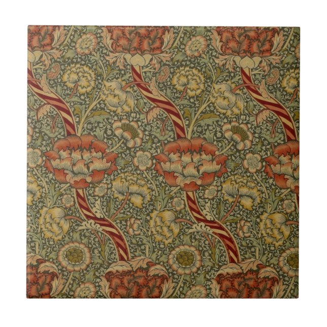 William Morris Wandle English Floral Damask Design Fliese (Vorderseite)