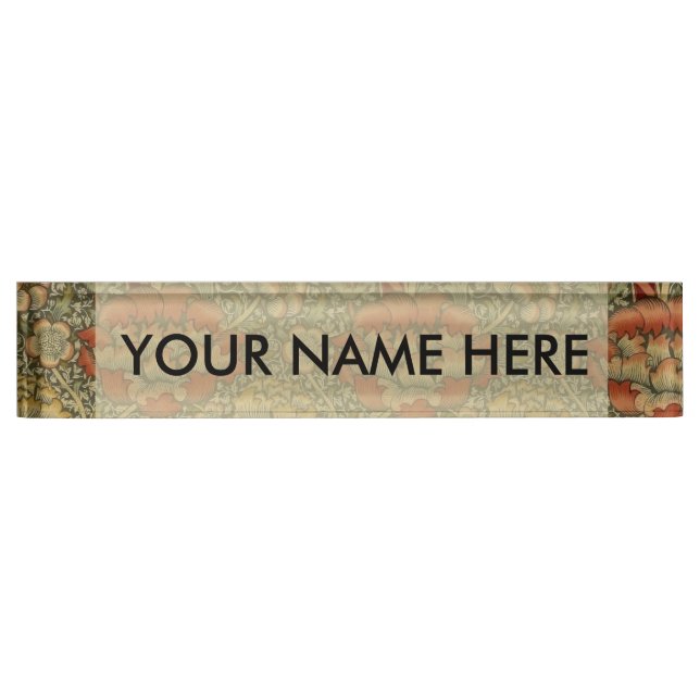 William Morris Wandle English Floral Damask Design Namensplakette (Vorderseite)