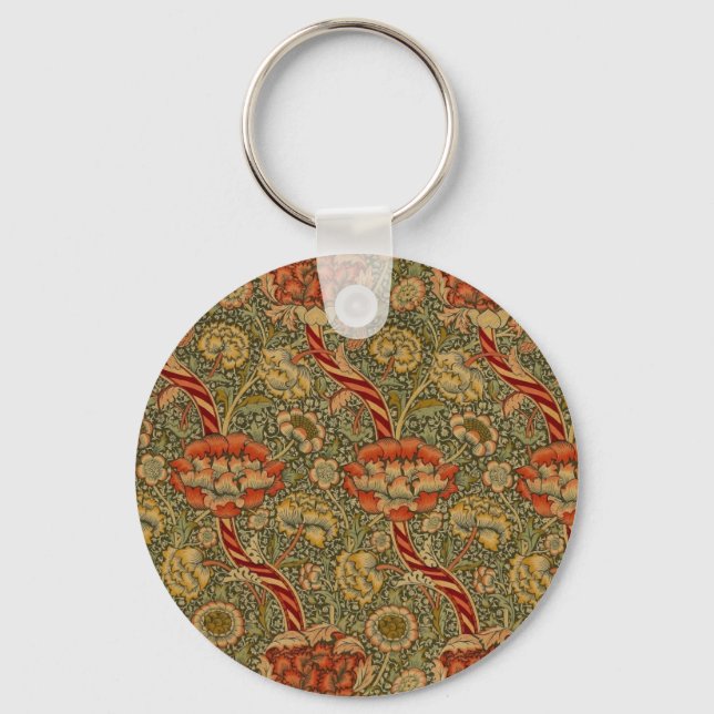 William Morris Wandle English Floral Damask Design Schlüsselanhänger (Vorderseite)