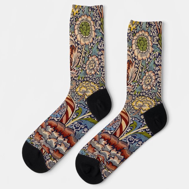 William Morris Wandle English Floral Damask Design Socken (Linkes Detail)