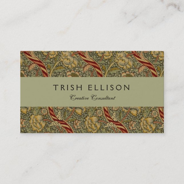 William Morris Wandle English Floral Damask Design Visitenkarte (Vorderseite)