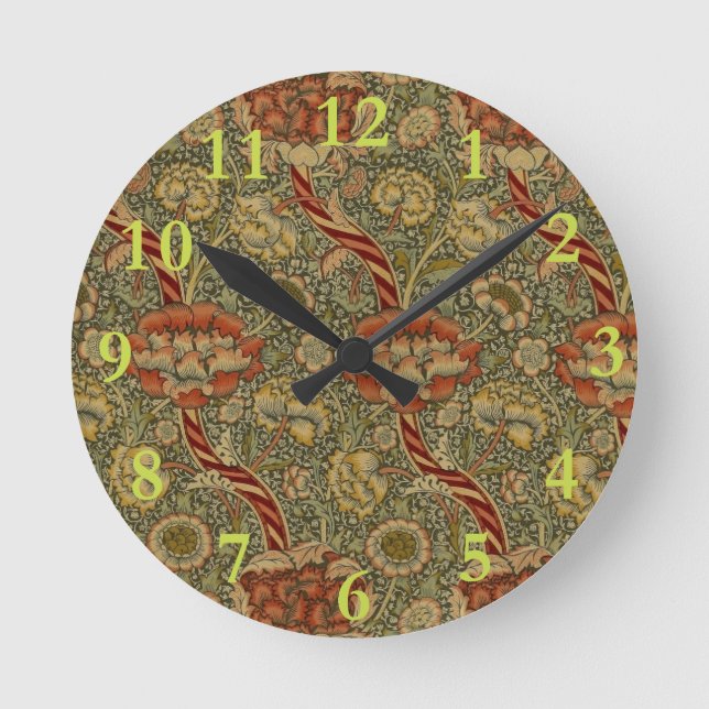 William Morris Wandle English Floral Design Runde Wanduhr (Vorderseite)