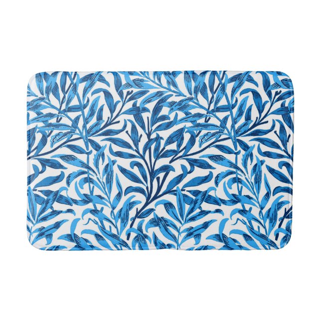 William Morris-Weide-Ast, Kobalt-Blau u. Weiß Badematte (Vorderseite)