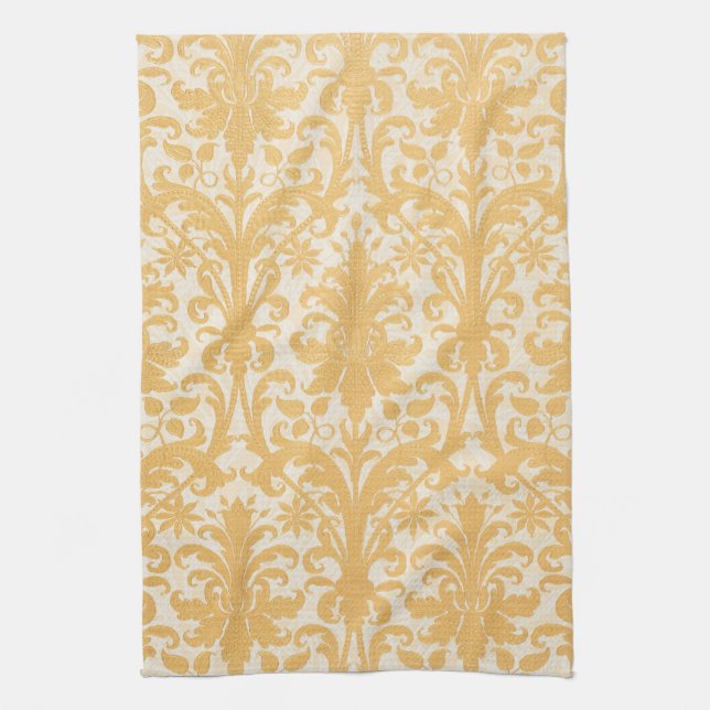 William Morris Weide & Gold Damast Luxus Geschirrtuch (Vertikal)