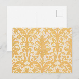 William Morris Weide & Gold Damast Luxus Postkarte