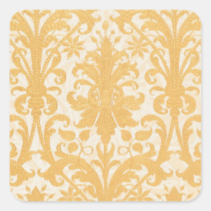 William Morris Weide & Gold Damast Luxus Quadratischer Aufkleber