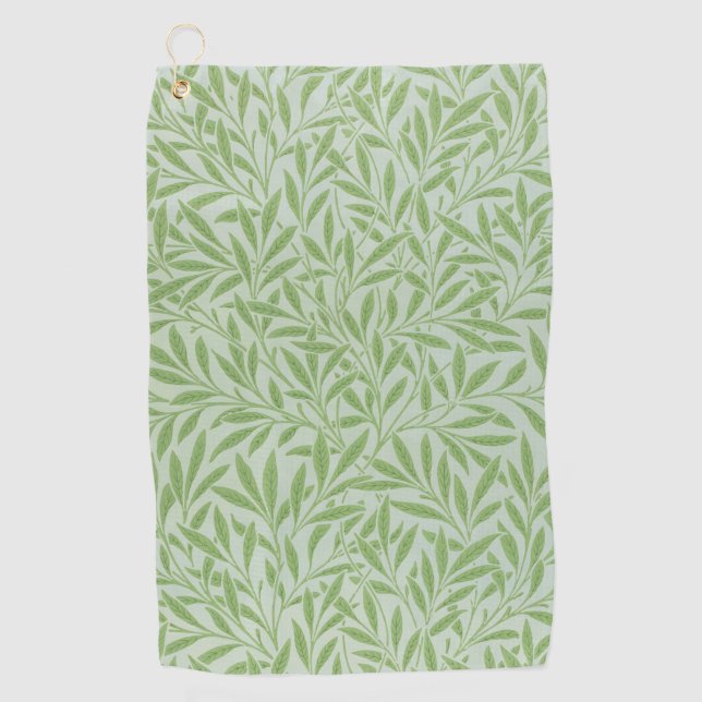 William Morris Weidenblüten Klassisches Grün Golfhandtuch (Vorderseite)