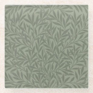 William Morris Weidenmuster Antik Hellgrün Glasuntersetzer