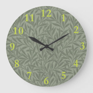 William Morris Weidenmuster Antik Hellgrün Große Wanduhr