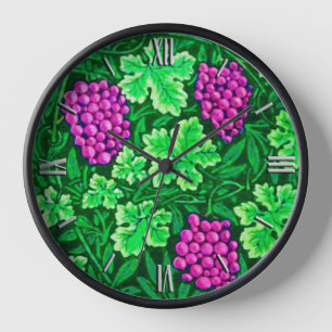 William Morris Weinrebe, Magenta und Grün Wanduhr
