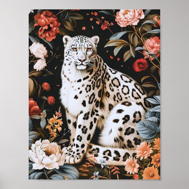 William Morris Weißer Leopard Mit Blumenmuster  Poster (Vorne)