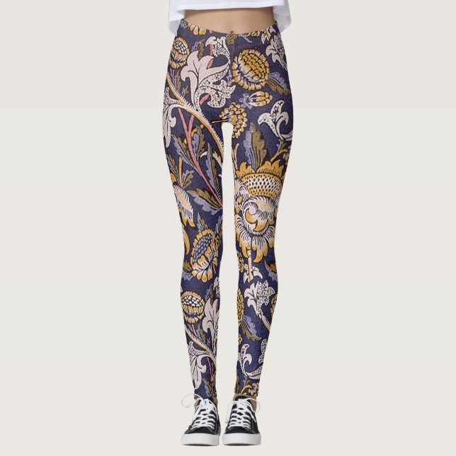 William Morris Wey Floral Wallpaper Leggings (Vorderseite)