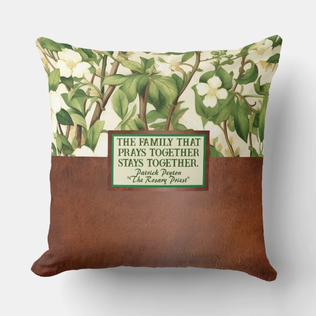 William Morris White Green Floral Religious Zitat Kissen (Vorderseite)