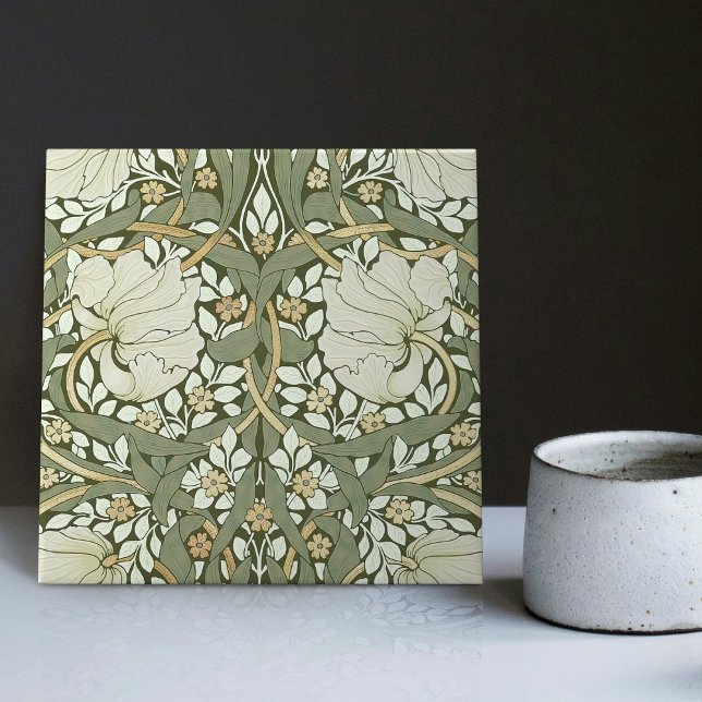 William Morris White Green Pimpernel Vintag Fliese (Von Creator hochgeladen)