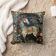 William Morris White Pferd Throw Pillow