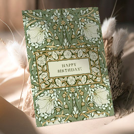 William Morris White und Green Pimpernel Birthday Karte