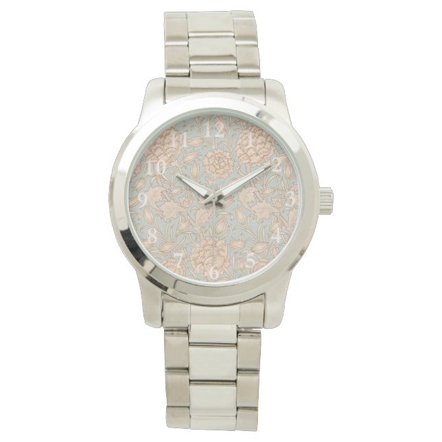William Morris Wild Tulip Blume Floral Design Armbanduhr (Vorderseite)