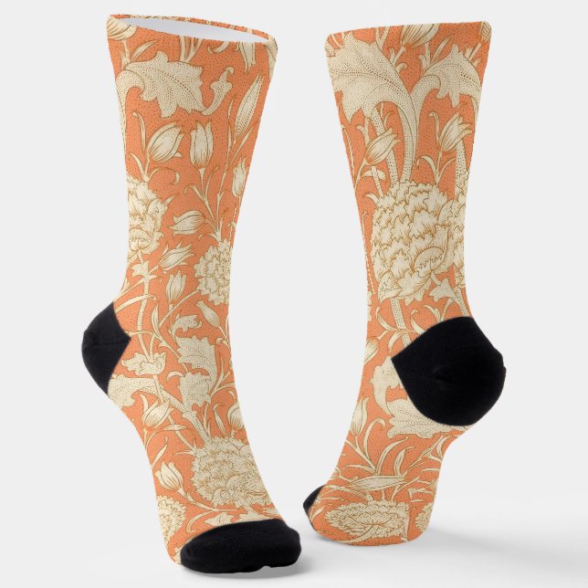 William Morris Wild Tulip Vintages Muster Socken (Gewinkelt)