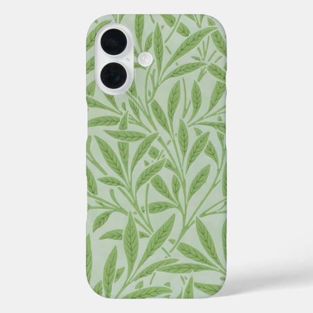 William Morris Willow Blume Classic Green iPhone 16 Hülle (Rückseite)