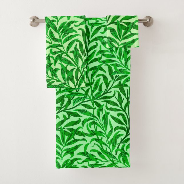 William Morris Willow Bough, Emerald Green Badhandtuch Set (Insitu)