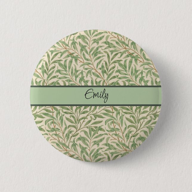 William Morris Willow Bough Garden Blume Classic Button (Vorderseite)