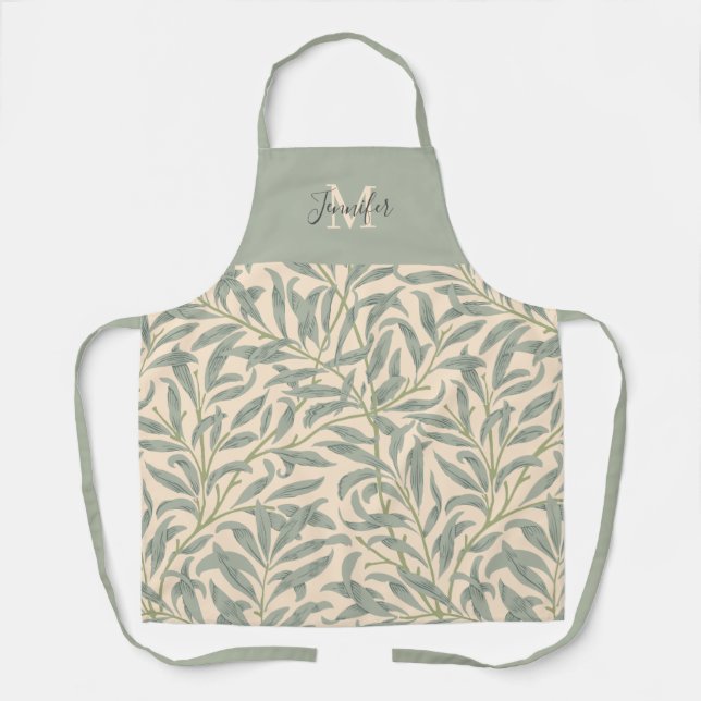 William Morris Willow Bough mit Namen Schürze (Vorderseite)