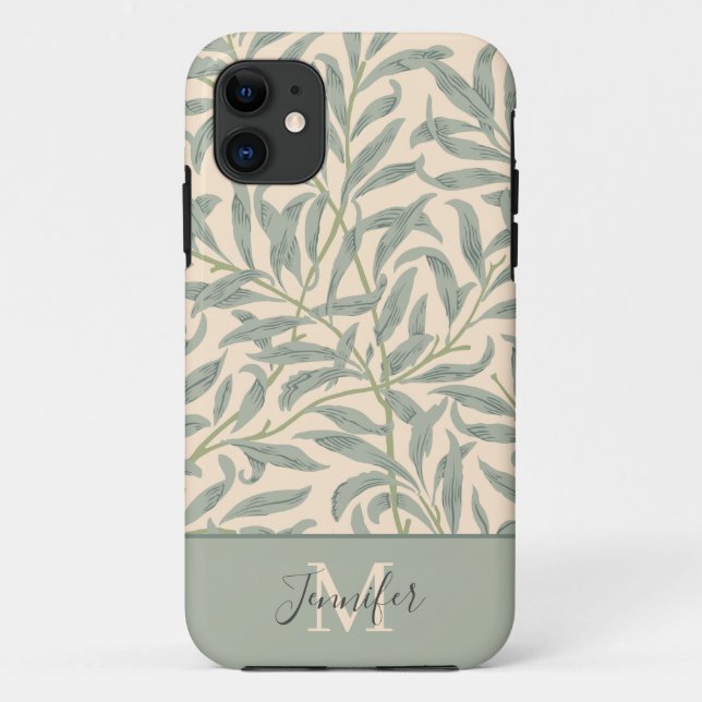 William Morris Willow Bough Pattern mit Monogramm Case-Mate iPhone Hülle (Rückseite)