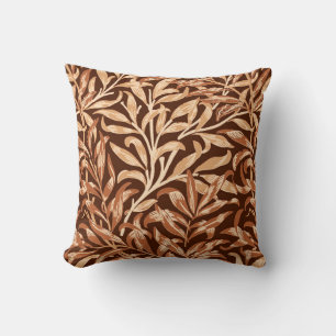 William Morris Willow Bough, Taupe und Brown Kissen
