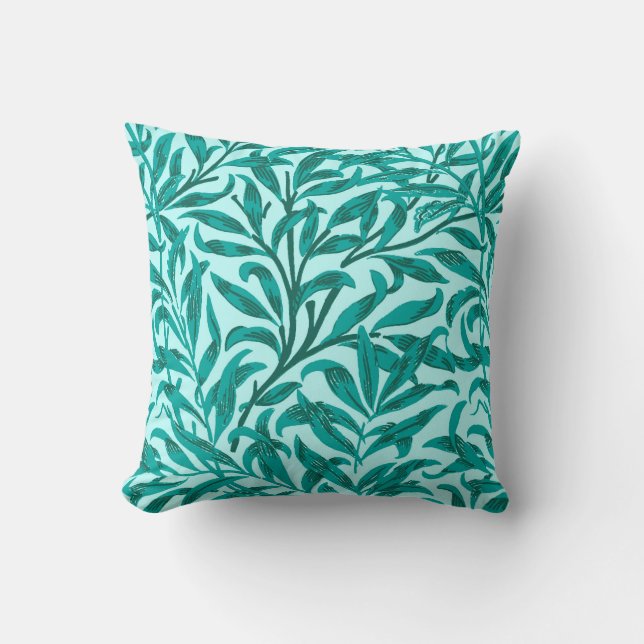 William Morris Willow Bough, Türkis und Aqua Kissen (Vorderseite)
