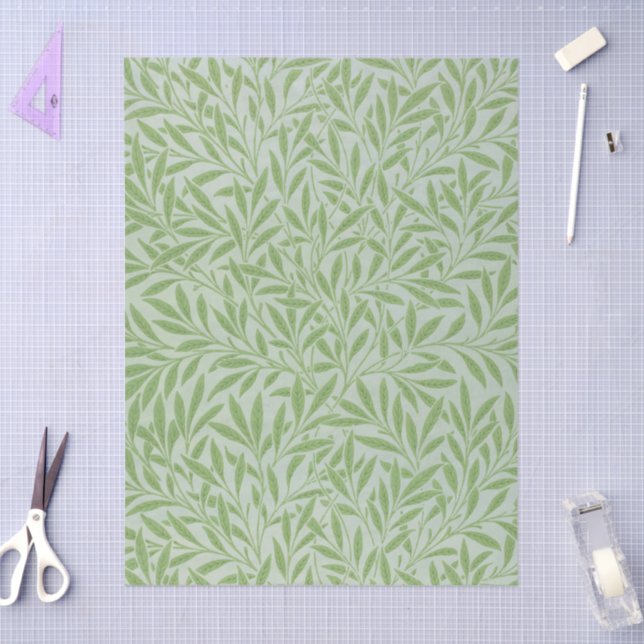 William Morris Willow Flower Classic Green Seidenpapier (Basteln)