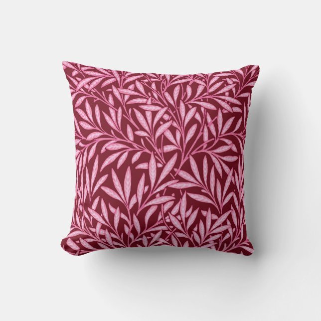 William Morris Willow Pattern, Burgund & Pink Kissen (Vorderseite)