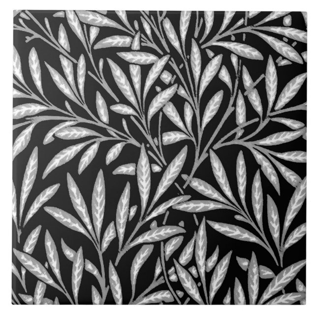 William Morris Willow Pattern, Schwarz und Weiß Fliese (Vorderseite)