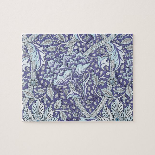 William Morris Windrush Blaues Blumenmuster (Horizontal)