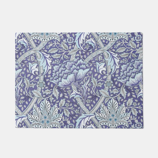 William Morris Windrush Blaues Blumenmuster Fußmatte (Vorderseite)