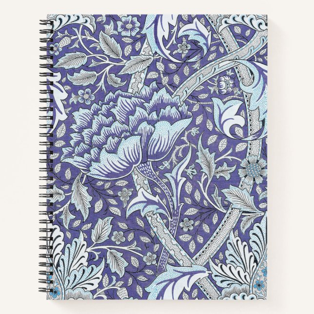 William Morris Windrush Blaues Blumenmuster Notizbuch (Vorderseite)