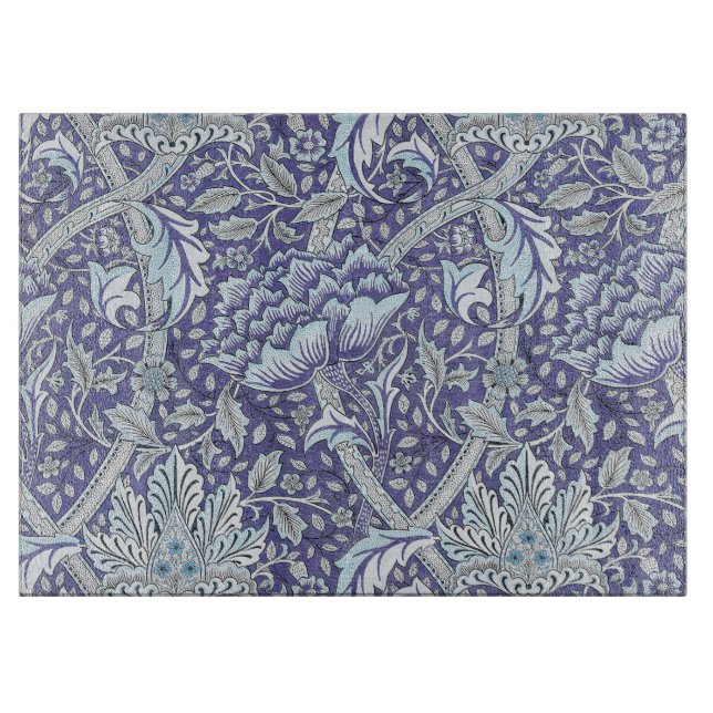 William Morris Windrush Blaues Blumenmuster Schneidebrett (Vorderseite)
